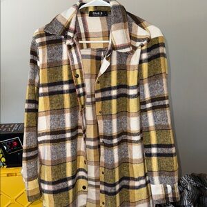 Blue B Women's Plaid Jacket - Yellow and Brown